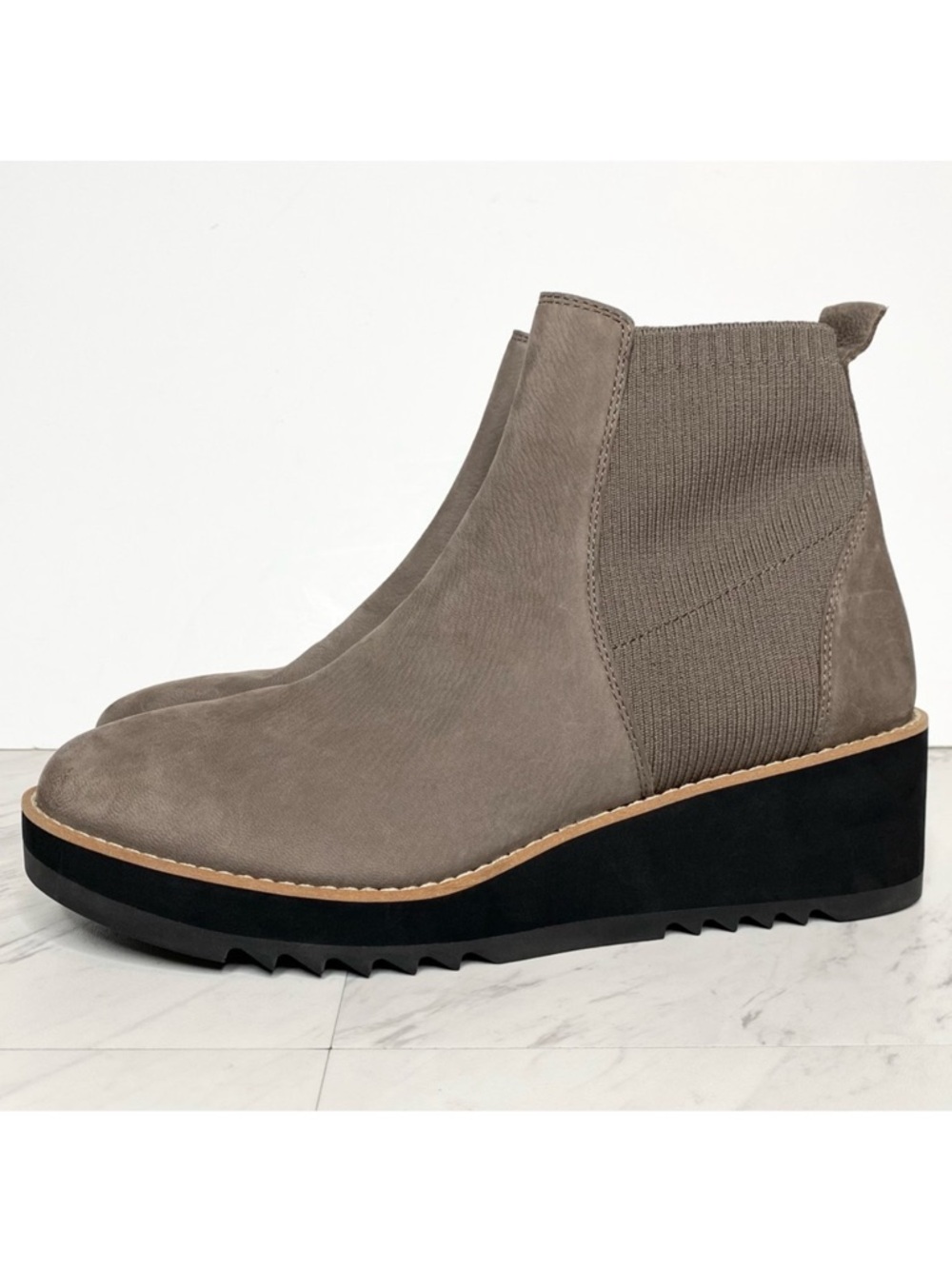 Eileen Fisher Lilou Gray Nubuck Wedge Bootie 11